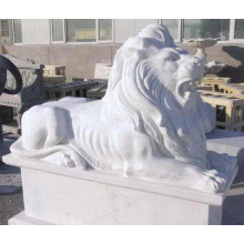 decoración de jardín al aire libre tallado mármol blanco al aire libre mentira escultura de león